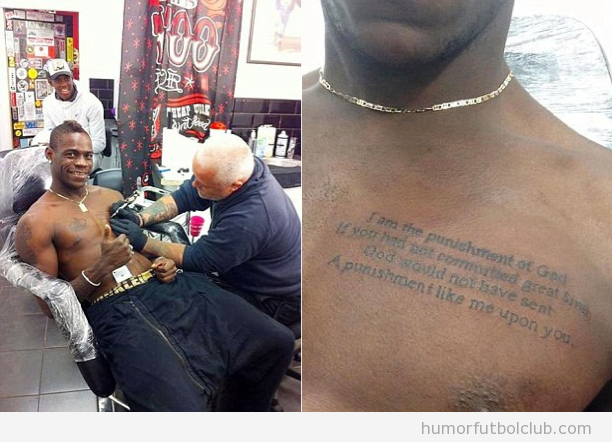 Nuevo tatuaje de Mario Balotelli I am the punishment of God