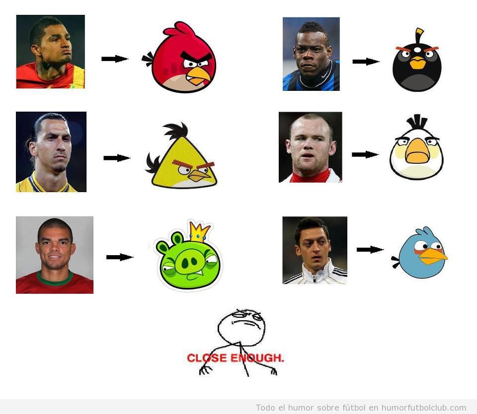 Fotos graciosas de jugadores de fútbol versión Angry Birds