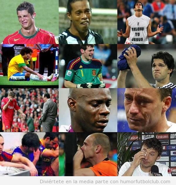 Imágenes de Cristiano Ronaldo, Ronaldinho, Casillas, Balotelli y otros llorando