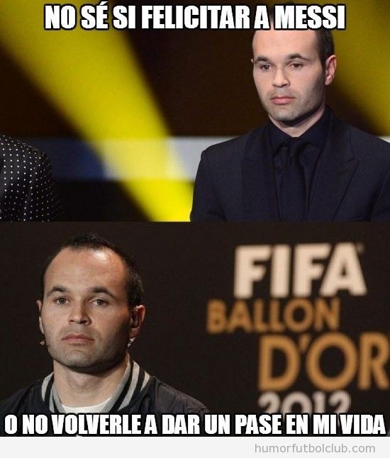 Meme divertido de Iniesta en el Balón de Oro 2012