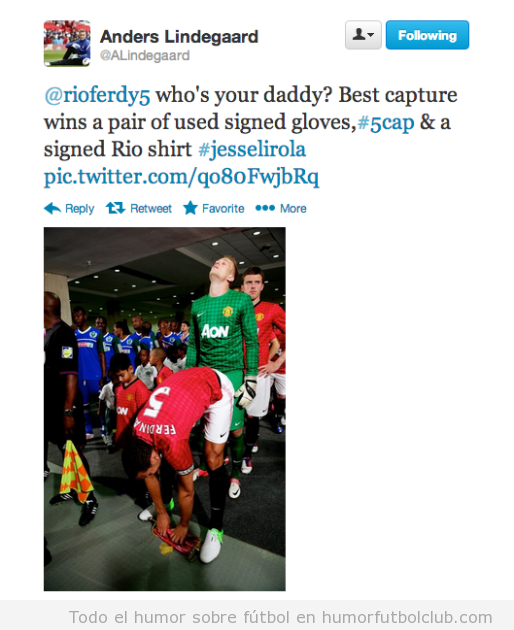 Lindegaard guantes a la mejor frase para una foto graciosa con Rio Ferdinand