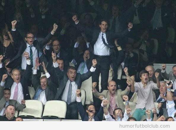 Rafa nadal celebrando el gol de Cristiano Ronaldo en el BArça Real Madrid Copa Rey
