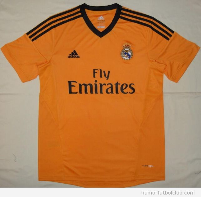 Segunda equipación del Real Madrid para temproada 2013-2014, color naranja