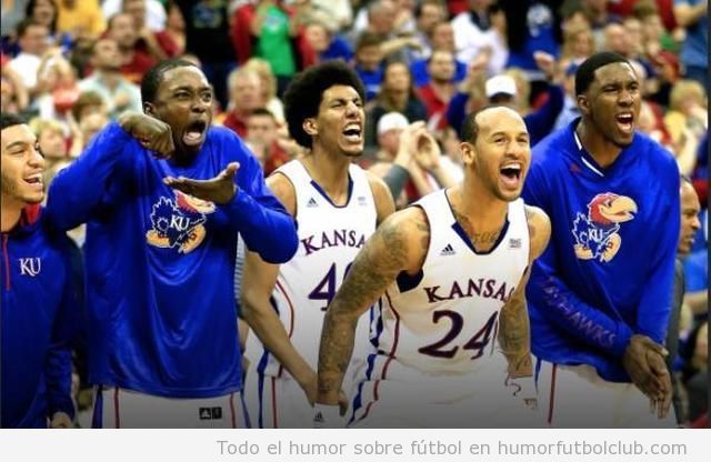 Imagen graciosa de un jugador de basket de Kansas