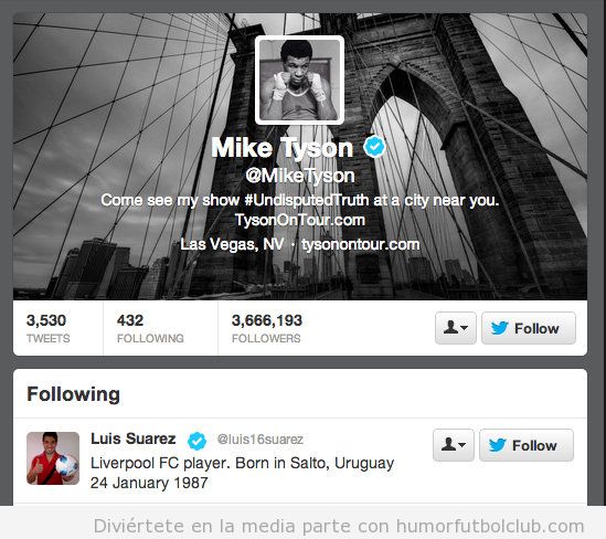 Mike Tyson le hace follow a Luis Suárez en Twitter