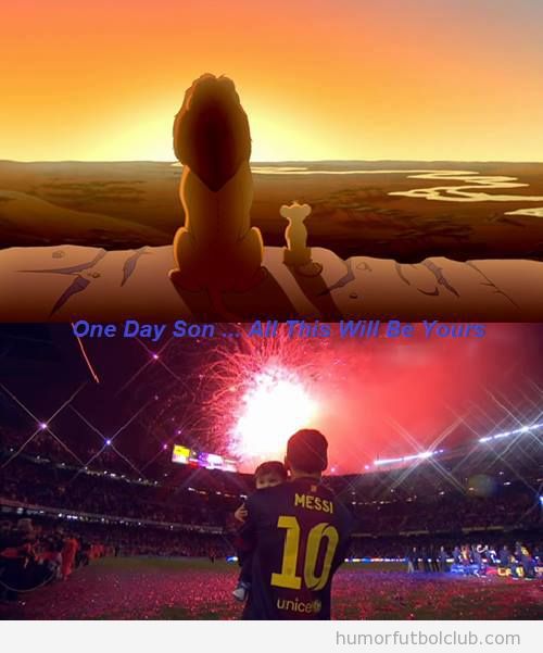 Escena del Rey León con Simba, igual que Messi con Thiago en el Camp Nou