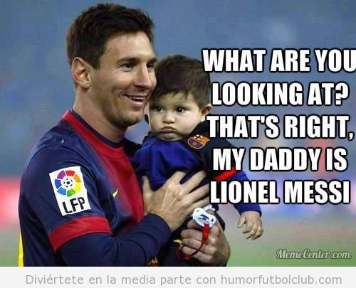 Meme gracioso, hijo de Messi, Thiago en la celebración Liga