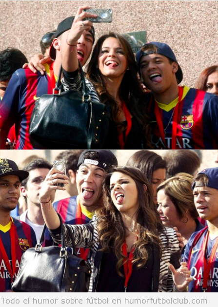 Autofoto de la novia de Neymar  sacando la lengua