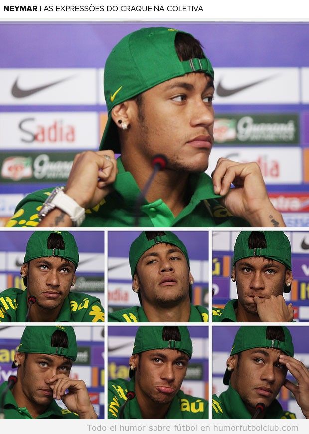 Fotos divertidas de las caras de Neymar durante la rueda de prensa de Copa Confederaciones