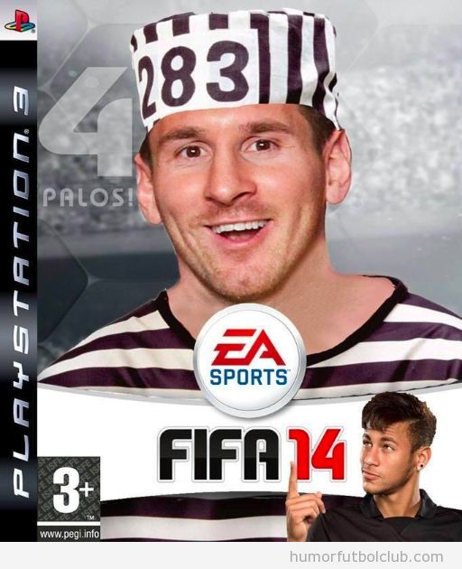 Portada graciosa FIFA 14 con Messi vestido de presidiario