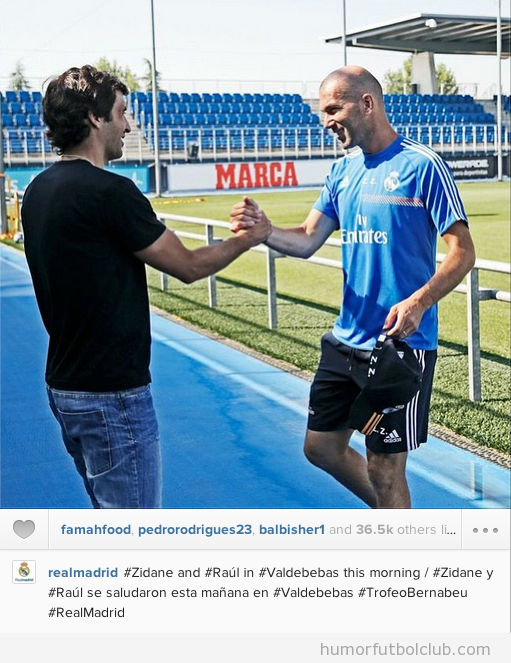 Reencuentro de Raúl González y Zidane en Valdebebas