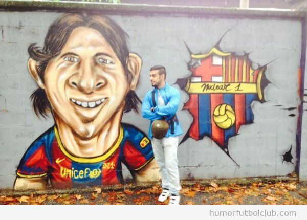 Graffiti de Leo Messi en las calles de Milan