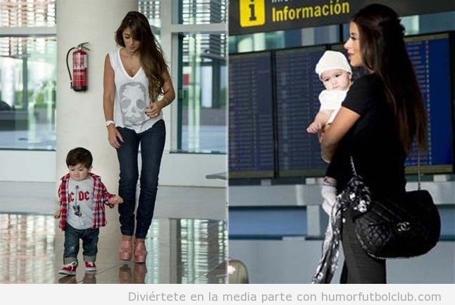 El bebé de Messi y la de Fàbregas, los mejores aficionados del Barça, viajan a Milan