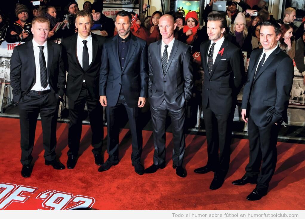 Beckham y sus compañeros en la alfombra roja The Class of 98