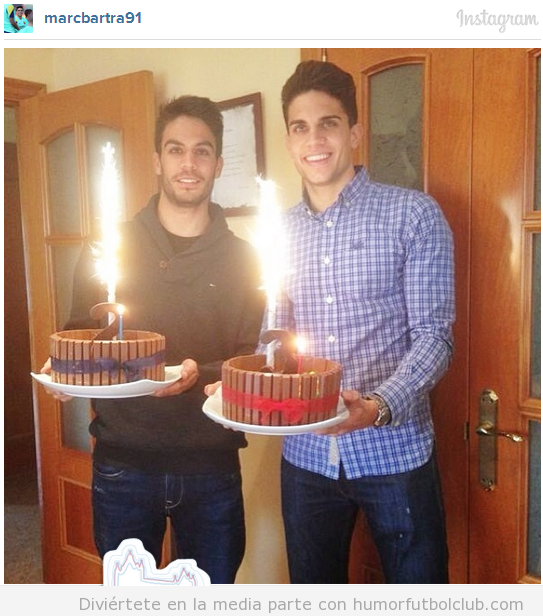 Foto de los hermanos Bartra celebrando su cumpleaños y su renovación de contrato