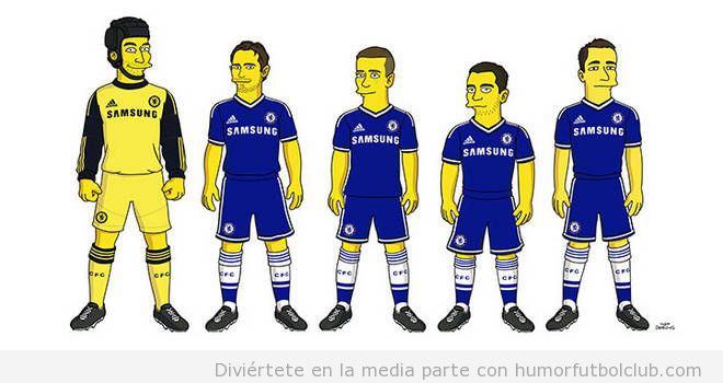 jugadores del Chelsea y The Simpson