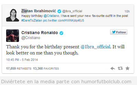 Tweet gracioso, Ibrahimovic felicita el cumpleaños a Cristiano Ronaldo