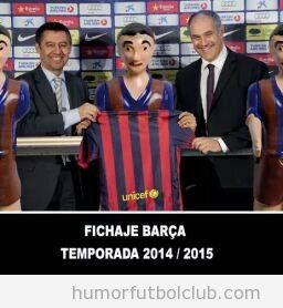 Meme gracioso,el Barça ficha a un muñeco de futbolín