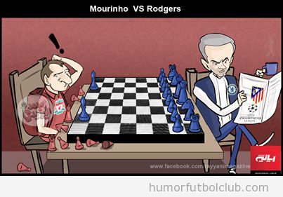 Viñeta graciosa de Liverpool vs Chelsea, Rodgers vs Mourinho ajedrez