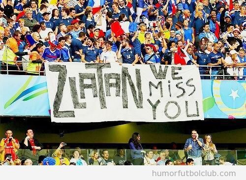 Foto graciosa, pancarta de los aficionados Francia para Zlatan