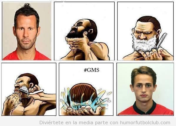 Foto graciosa, cuando un futbolista se afeita la barba