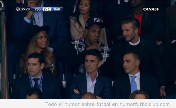 Foto de Beyonce, Jay-z y Beckham en el PSG - Barça