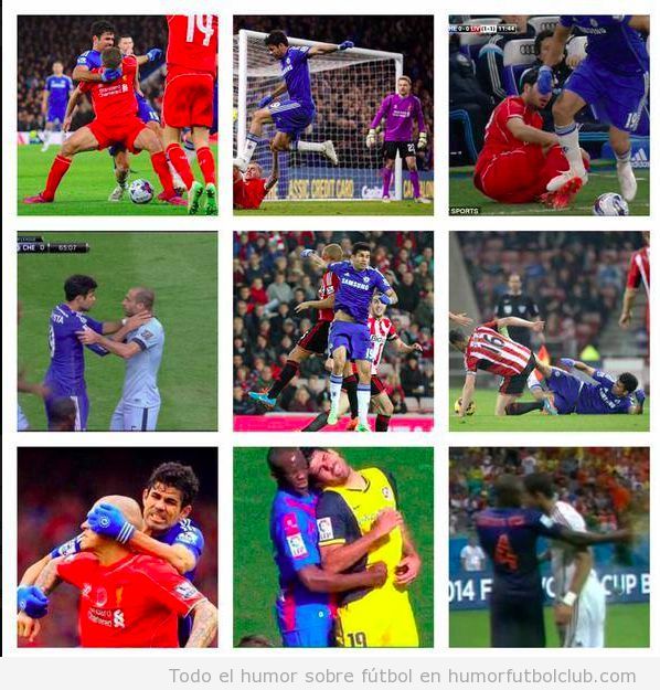 Fotos agresiones Diego Costa a distintos futbolistas