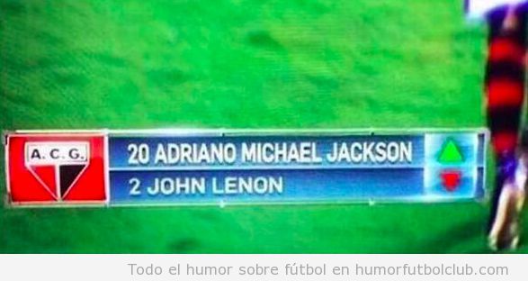 Jugadores fútbol nombress Michael Jackson y John Lenon