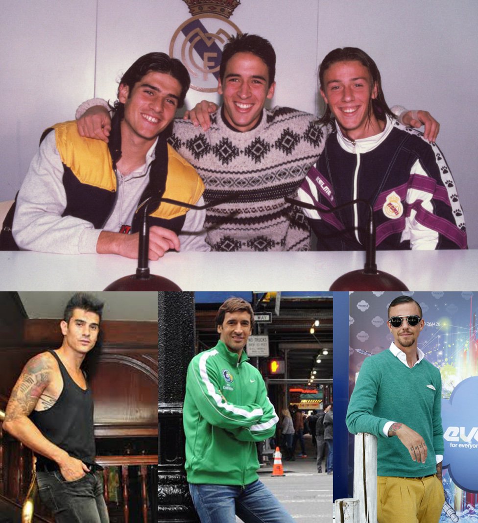 Foto de Álvaro, Raul y Guti del Real Madrid, antes y ahora