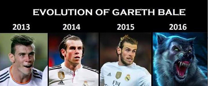 Meme gracioso transformación física de Gareth Bale