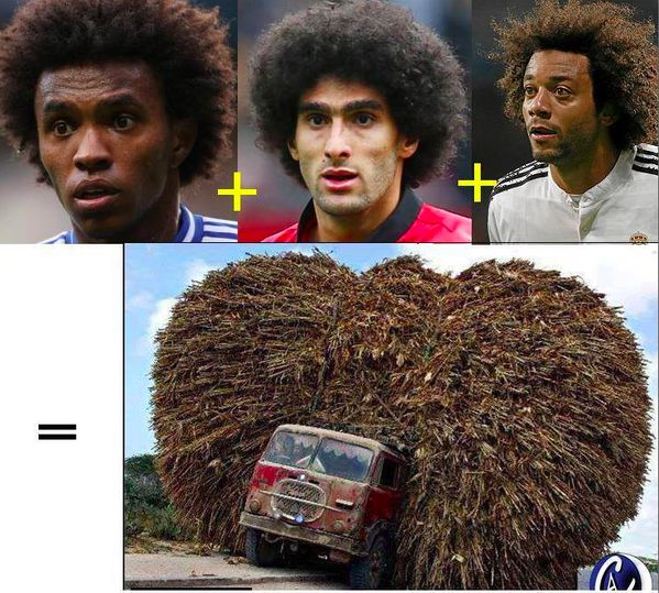 Meme divertido del pelo Fellaini y Marcelo