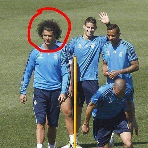 Foto graciosa Cristiano Ronaldo y con el pelo de Marcelo